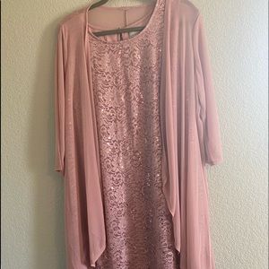 Dusty rose cocktail dress with sheer, 16w